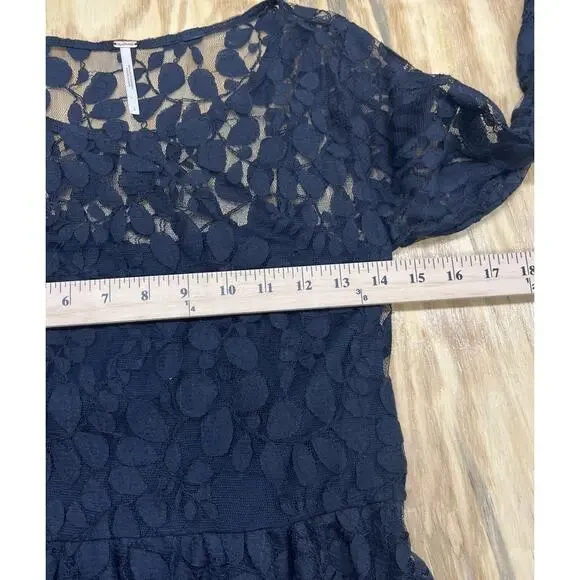 Free People Whimsygoth Mini Dress Size 2 Witchy Grunge Asymmetric Dark Romantic - Picture 10 of 12